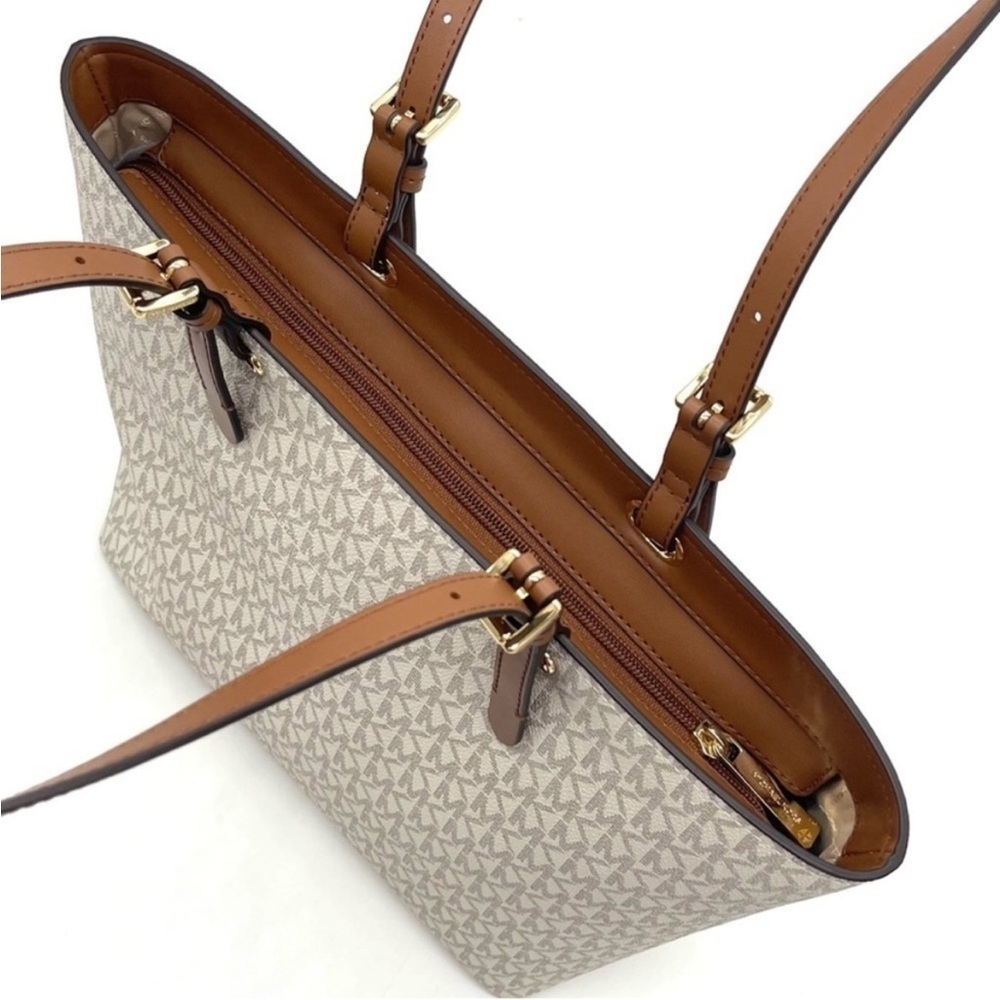 Michael Kors Medium Double Packet Tote Bag & Trifold Wallet Vanilla/Brown - Picture 8 of 13